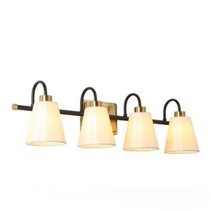 New in box Elegant Four-Light vanity light black and plated brass